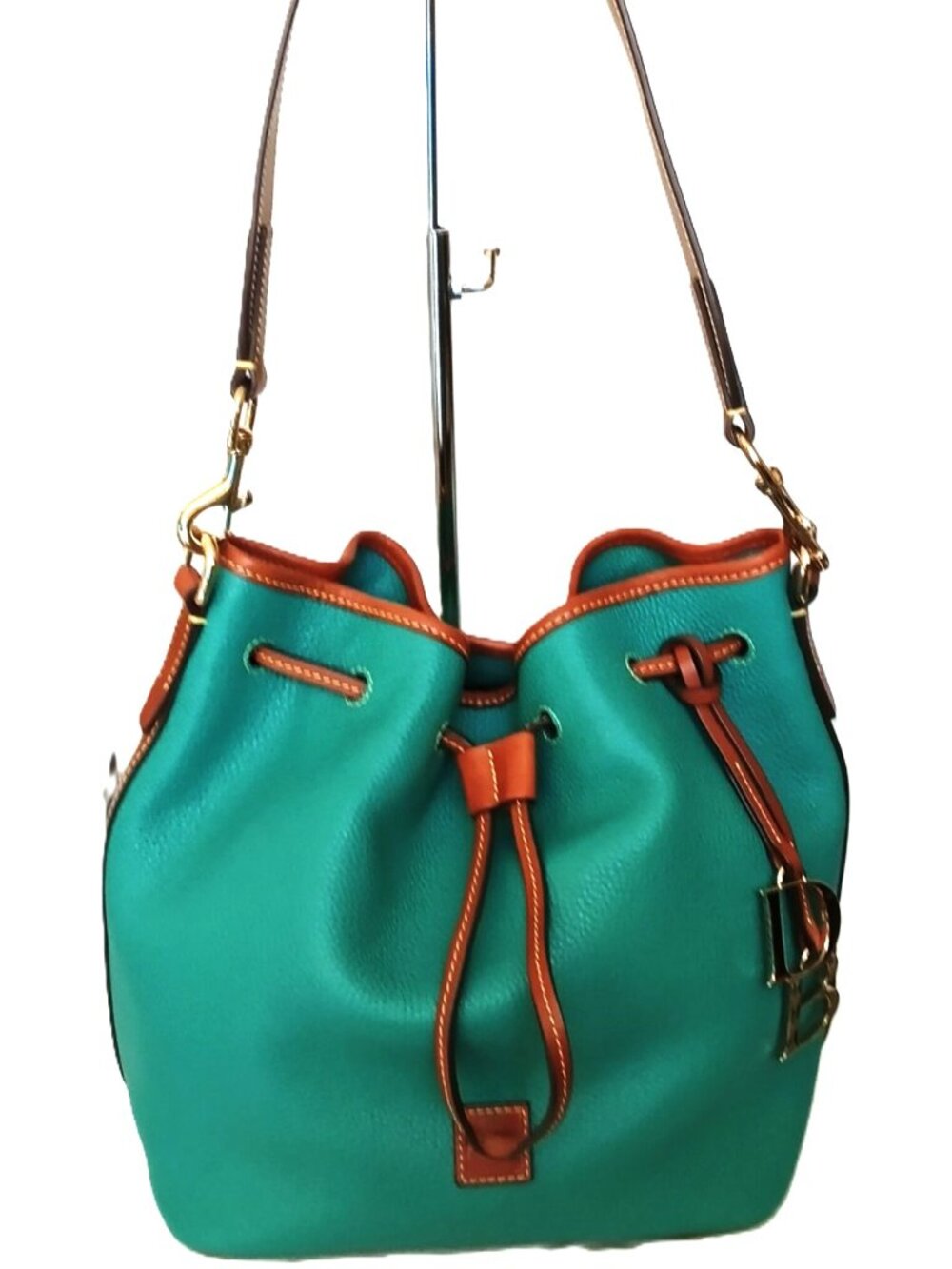 Dooney Bourke Tasha Drawstring Pebble Grain Leather Spearment NWOT - Picture 2 of 14